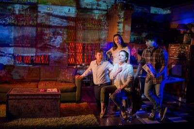 Joshua Morgan (Steven), Natascia Diaz (Adrienne), Alex Brightman (Jonah), and Jessica Photo