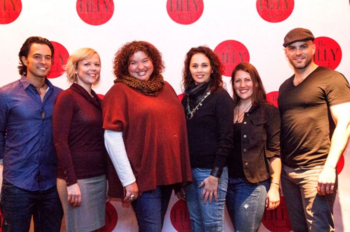 Jason Grasl, Emily Bergl, Liesl Tommy, Larissa Fasthorse, Madeline Sayet and Slate Holmgren at 