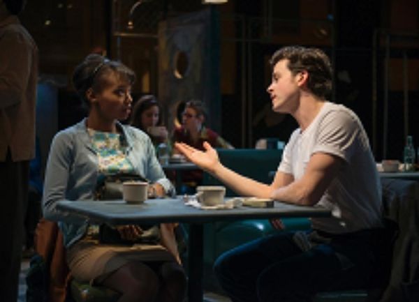 Ashleigh LaThrop and Japhet Balaban with the cast of in Griffin Theatre Company's pro Photo