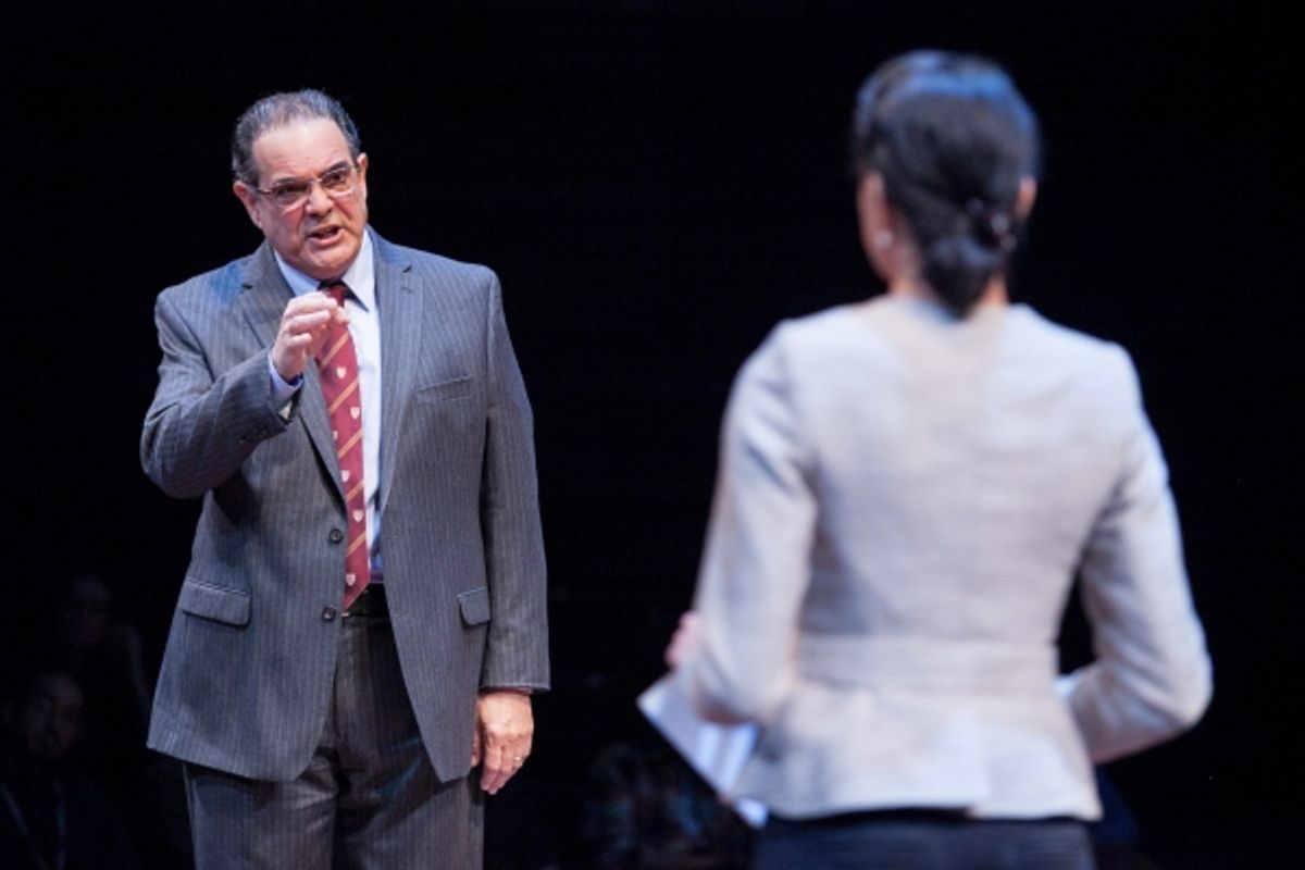 Edward Gero as Supreme Court Justice Antonin Scalia and Kerry Warren as Cat  at 