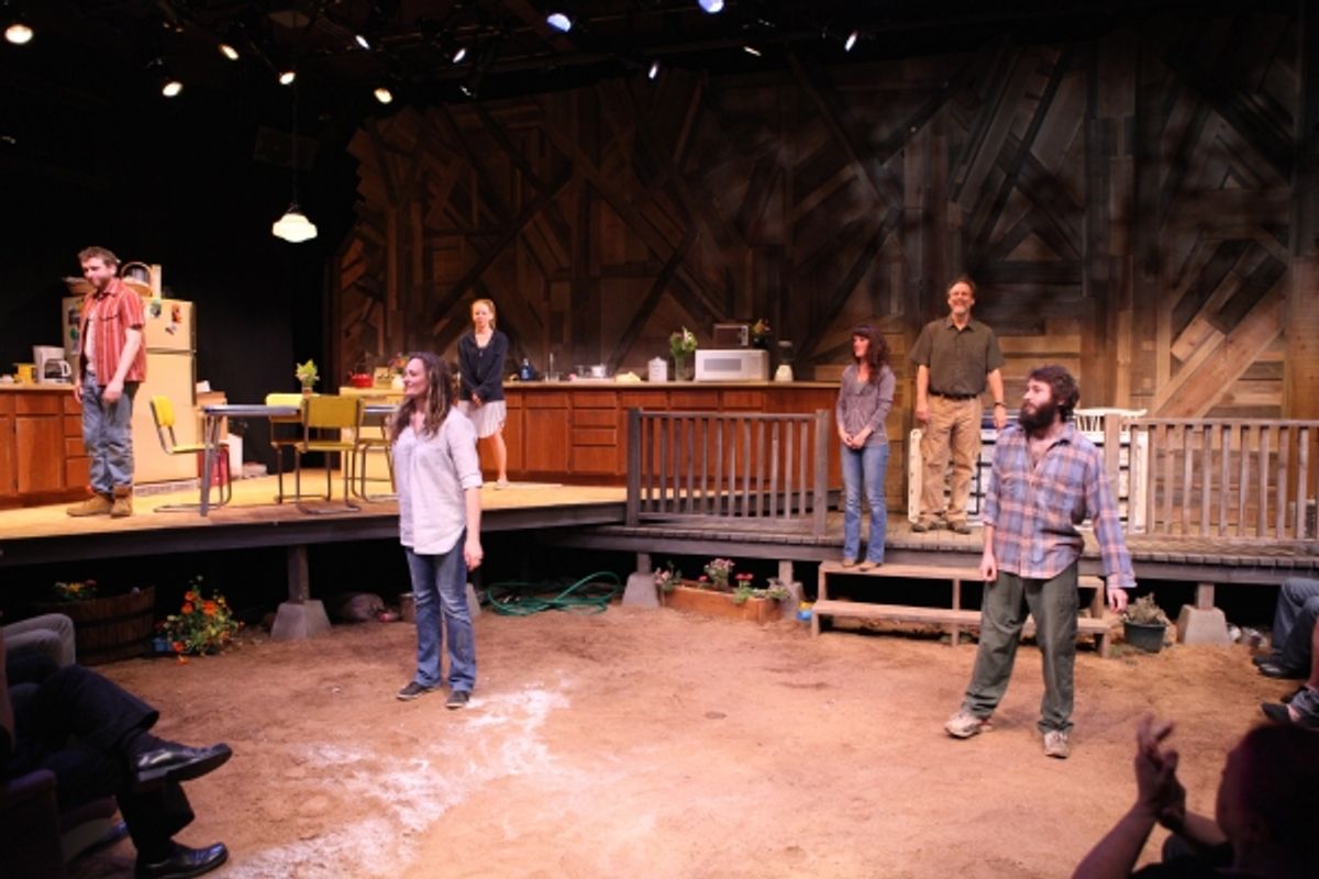 Cast members Chris Bellant, Addie Johnson, Sarah Shaefer, Samantha Soule, John Wojda and MacLeod Andrews take their bows at the curtain call at 