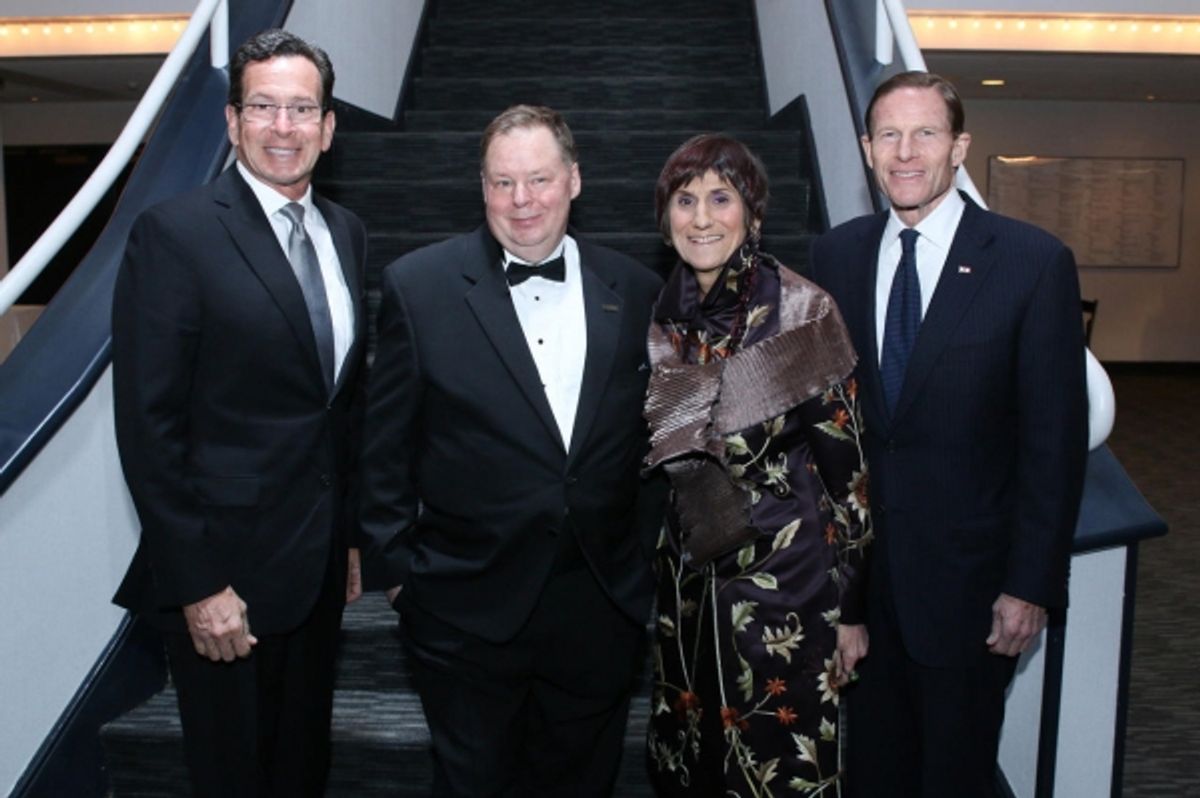 Governor Dannel P. Malloy, State of Connecticut; John Fisher, Executive Director, Shubert Theatre; Congresswoman Rosa DeLauro, State of Connecticut; Senator Richard Blumenthal, State of Connecticut at 