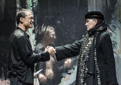 Brutus (Robertson Dean in beige and black) with the ensembleâ€¨ Photo