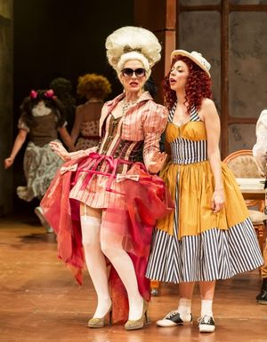 Elyse Mirto (Countess Almaviva) and Angela Sauer (Suzanne) plot to trip up the Count. Photo