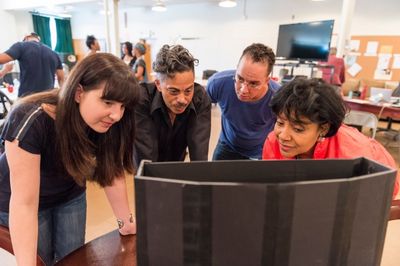 Lighting designer Elizabeth Harper, production stage manager David Blackwell, assista Photo