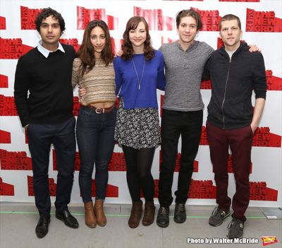 Kunal Nayyar, Annapurna Sriram, Erin Darke, Michael Zegen and playwright Jesse Eisenb Photo