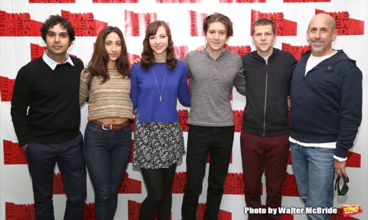 Kunal Nayyar, Annapurna Sriram, Erin Darke, Michael Zegen, playwright Jesse Eisenberg and director Scott Elliott  at 