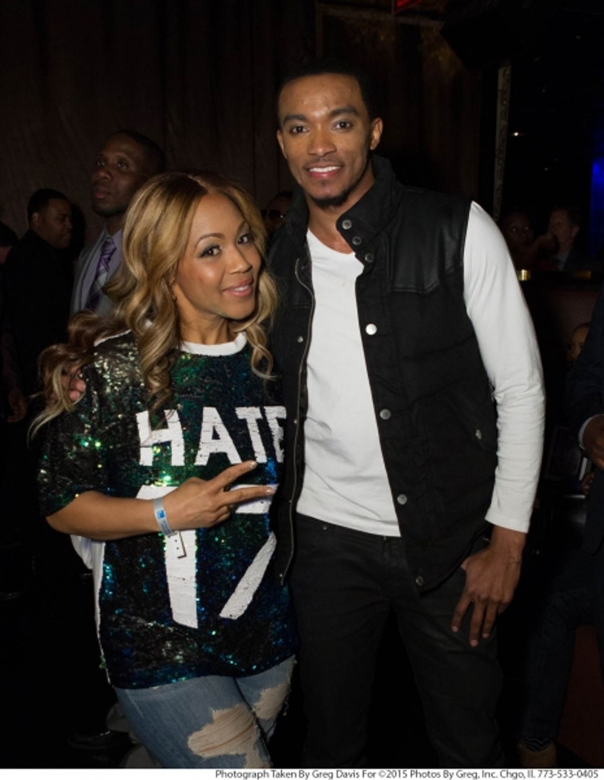 Erica Campbell reunites with Jonathan McReynolds, whoâ€s featured on her song ''All I Need Is You Remix'' from her Help 2.0 album, at the eOne Music post-Stellar Awards Celebration. at 