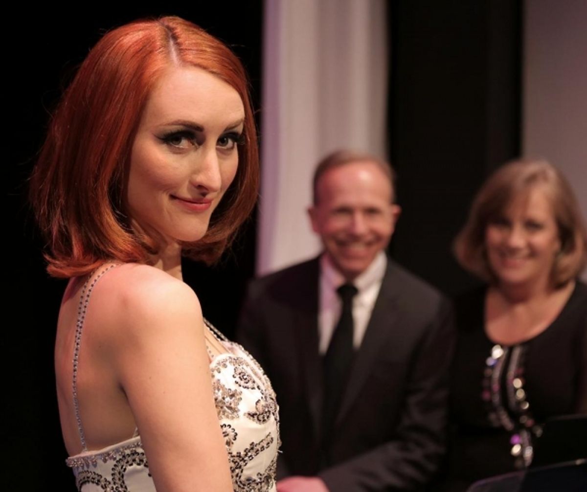 Lesley McKinnell foregroud and Brian P. Allen and Victoria Stubbs background at 