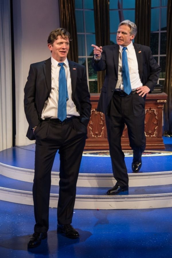 Billy (Duke Lafoon) and WJ (Tom Galantich) argue about the right move to make.  Photo