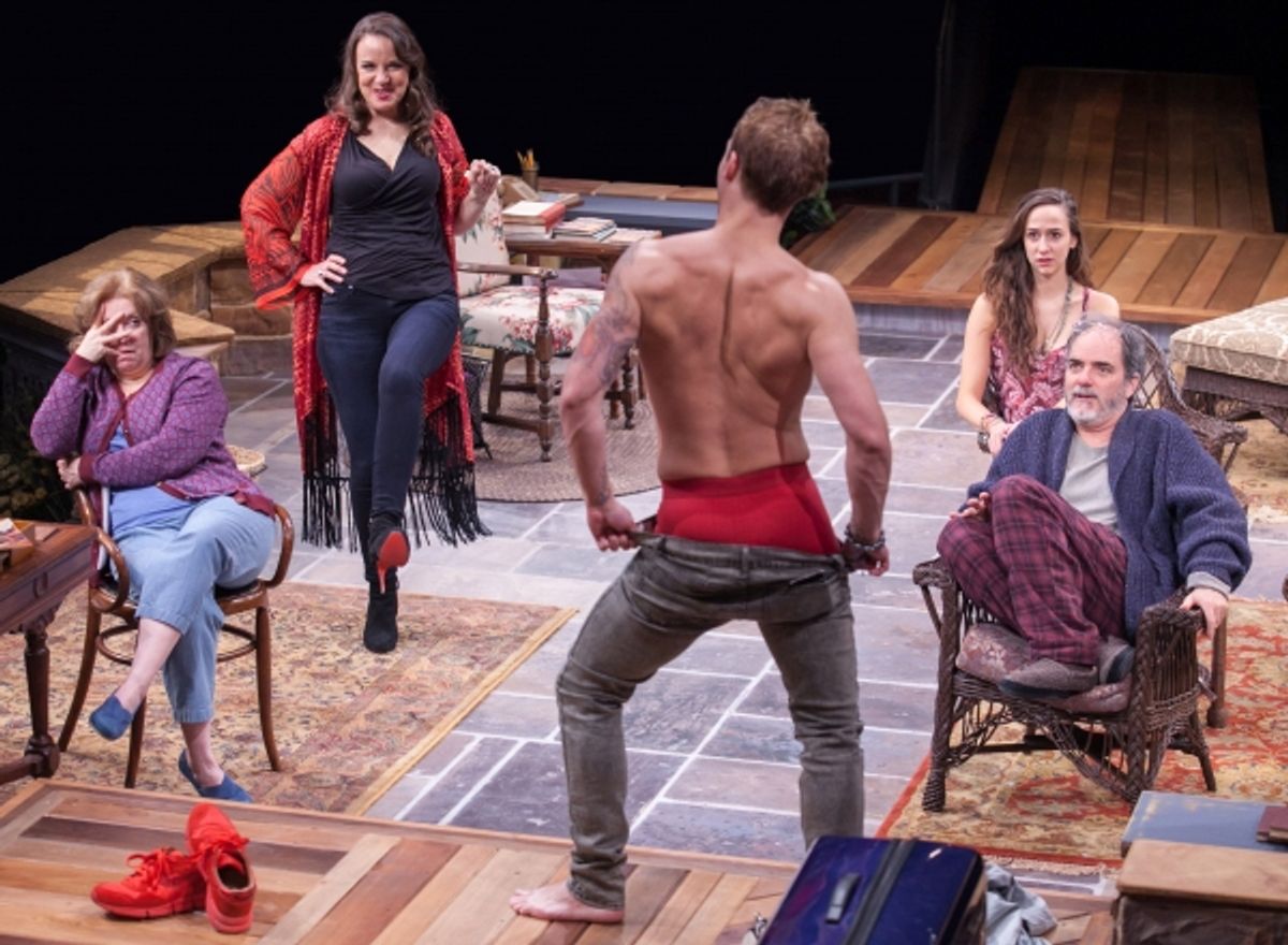 Sherri L. Edelen as Sonia, Grace Gonglewski as Masha, Jefferson Farber as Spike, Rachel Esther Tate as Nina and Eric Hissom as Vanya at 