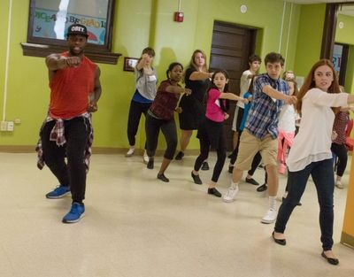 Seasoned touring performer Kristopher Thompson-Bolden teaches popular dance moves. Photo