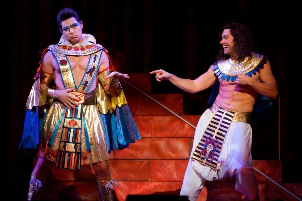 Ryan Williams as Pharaoh and Ace Young as Joseph in ''Stone the Crows'' Photo
