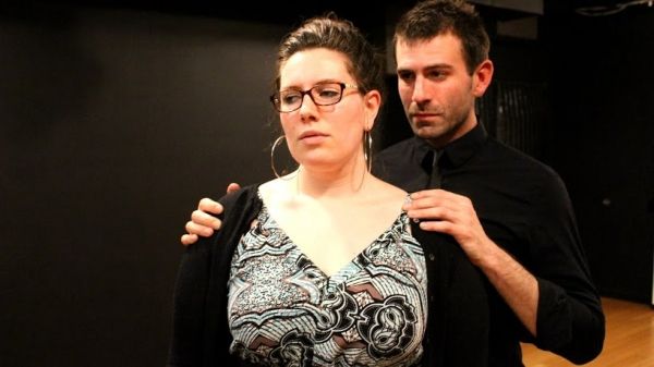 Anna Kirkland and Levi Morger in rehearsal as Elisabeth Schwarzkopf and Joseph Goebbe Photo