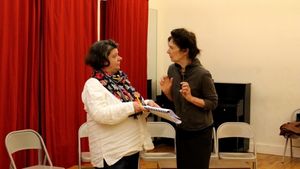 PennyLynn White (Alice B. Toklas) and Polly McKie (Gertrude Stein) rehearse a scene f Photo