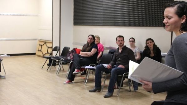 Samantha Mercado-Tudda (Katie) and the cast of NEAT & TIDY in rehearsal Photo