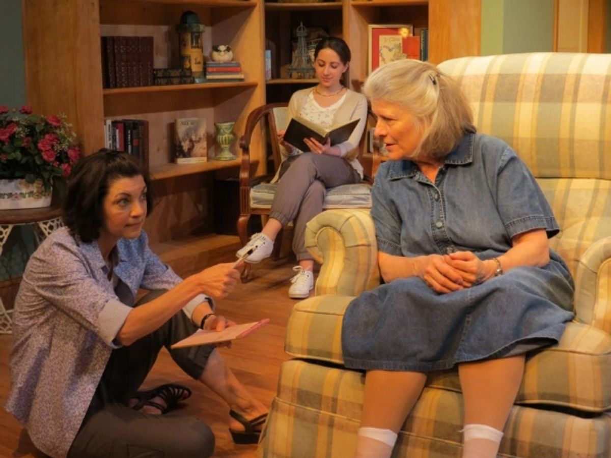 Marnie Andrews (seated), Dana Benningfield (kneeling), Jenny Vallancourt (background, seated with book) at 