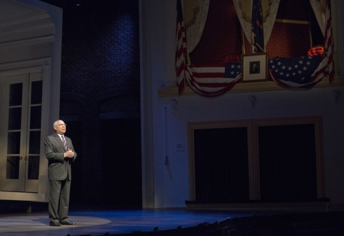 General Colin Powell speaks on stage at Ford''s Theatre.

 at 