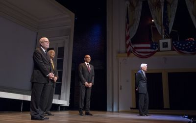 Harold Holzer, Julian Bond, Eugene Robinson and David Selby


 Photo