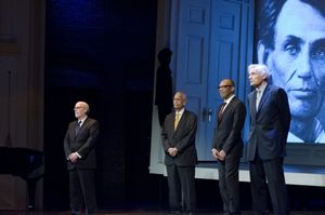 Harold Holzer, Julian Bond, Eugene Robinson and David Selby
 Photo
