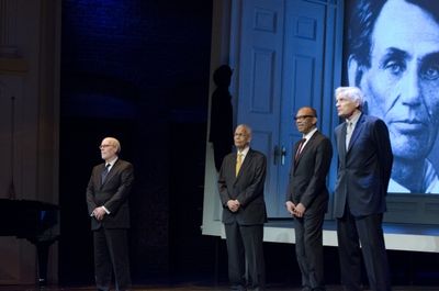 Harold Holzer, Julian Bond, Eugene Robinson and David Selby
 Photo