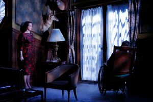 Pamela Sabaugh (Laura Warwick) with the body of her husband Richard Warwick @ BroadwayWorld Pamela Sabaugh (Laura Warwick) with the body of her husband Richard Warwick Photo