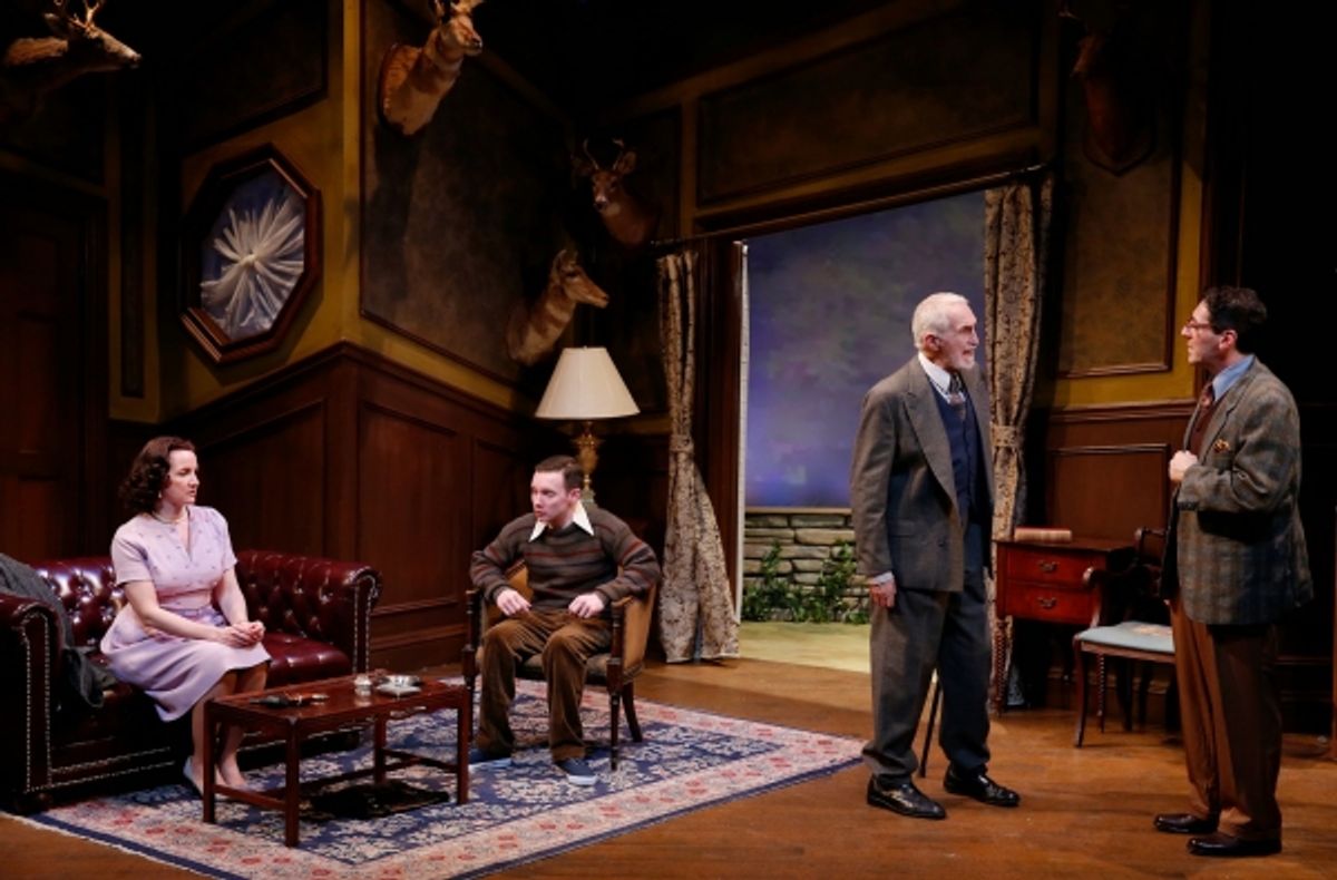 Pamela Sabaugh (Laura Warwick), Christopher Imbrosciano (Jan Warwick), Lawrence Merritt (Inspector Ian Thomas), and Nicholas Viselli (Michael Starkwedder) at 