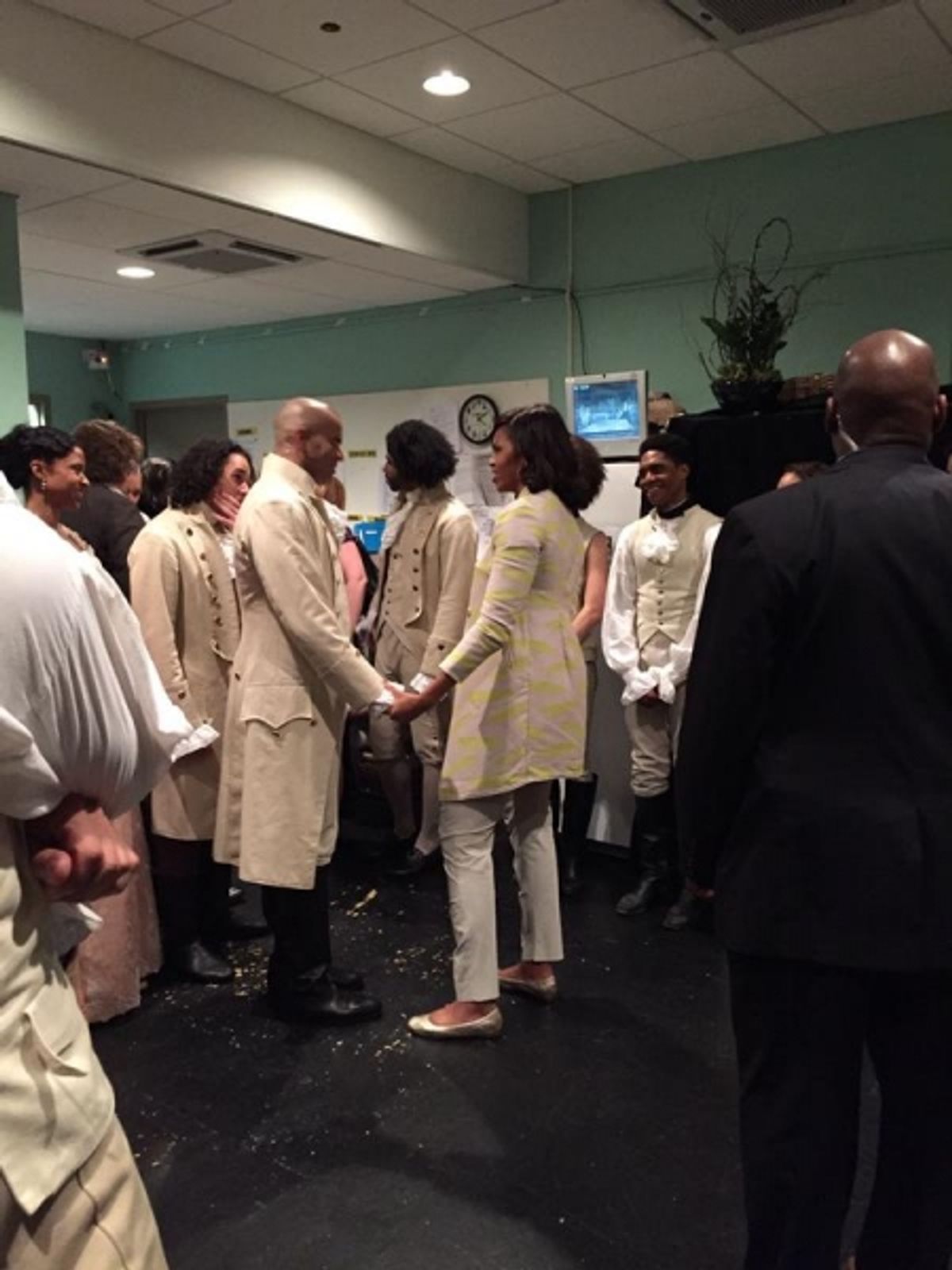HAMILTON cast with Michelle Obama at 