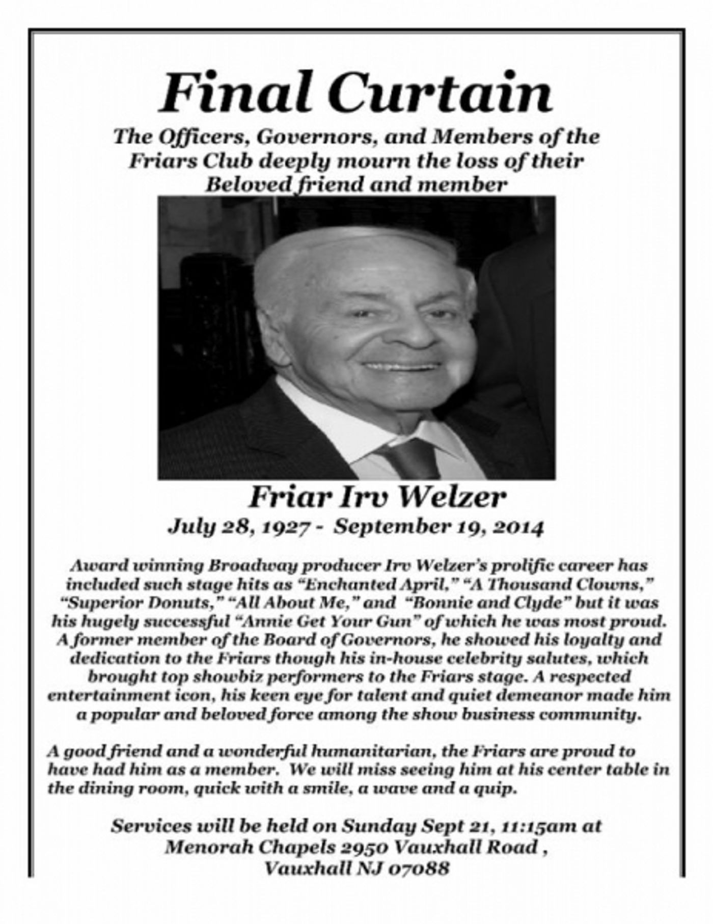 Photo Coverage: Bernadette Peters, Danny Aiello, Mayor David Dinkins & Others Celebrate Irv Welzer at the Friars  Image