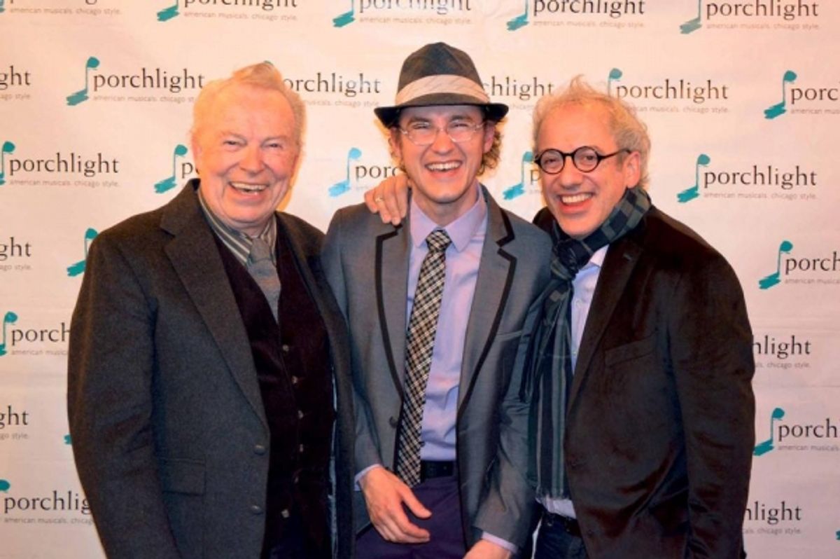 Three Generations of â€"Hysteriums''- (L to R) Candlelight Theatre Playhouse, 1978; Dale Benson, Porchlight Artistic Associate and Porchlightâ€™s 2015 production; Matt Crowle and Fox Valley Repertory, 2006; Mark Kaplan  at 