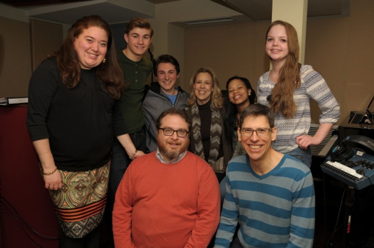 Robin Carus, Michael Nigro, Joshua Spencer, Music Director Beth Falcone, Lexi Tobin and Hillary Fisher with creators Dan Acquisto and Sammy Buck at 