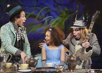 Matthew Yee plays the Mad Hatter, Ariana Burks is Alice and Adam Michaels plays the M Photo