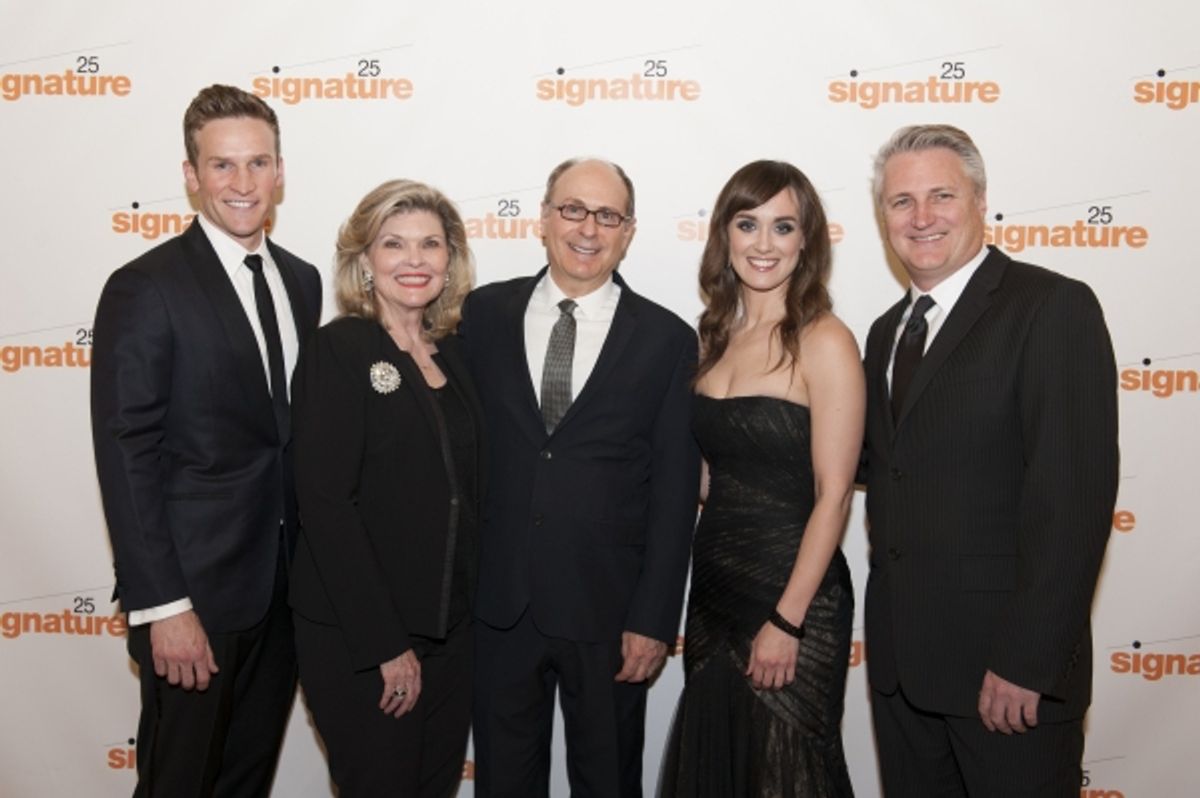 Claybourne Elder, Debra Monk, James Lapine, Brynn O'Malley, and Signature Theatre Artistic Director Eric Schaeffer at 