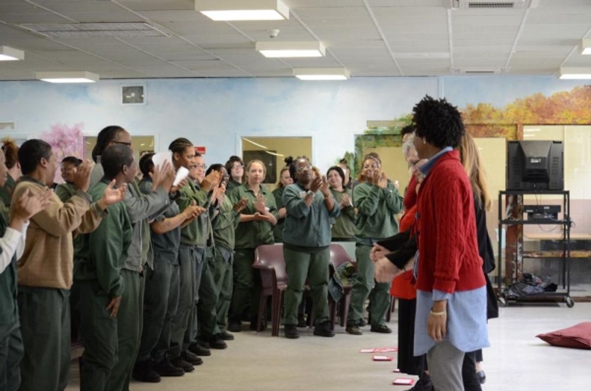 Eve Ensler brings THE VAGINA MONOLOGUES to Taconic Correctional Facility at 