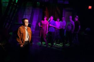 Front: Michael Mahler Back row (L to R) Gail Rastofer, Ed Kross, Kate Buddeke, Michael Ehlers, Joe Foust and John Gawlik @ BroadwayWorld Front: Michael Mahler Back row (L to R) Gail Rastofer, Ed Kross, Kate Buddeke, Michae Photo