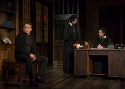 Steve Haggard (Father Flynn), Eliza Stoughton (Sister James) and Karen Janes Woditsch Photo