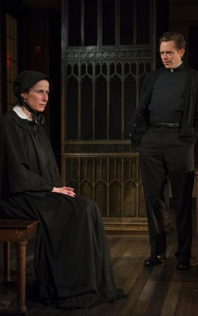 Karen Janes Woditsch (Sister Aloyius) and Steve Haggard (Father Flynn) Photo