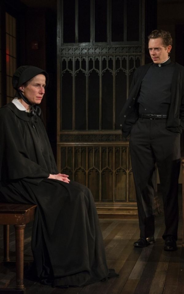 Karen Janes Woditsch (Sister Aloyius) and Steve Haggard (Father Flynn) Photo