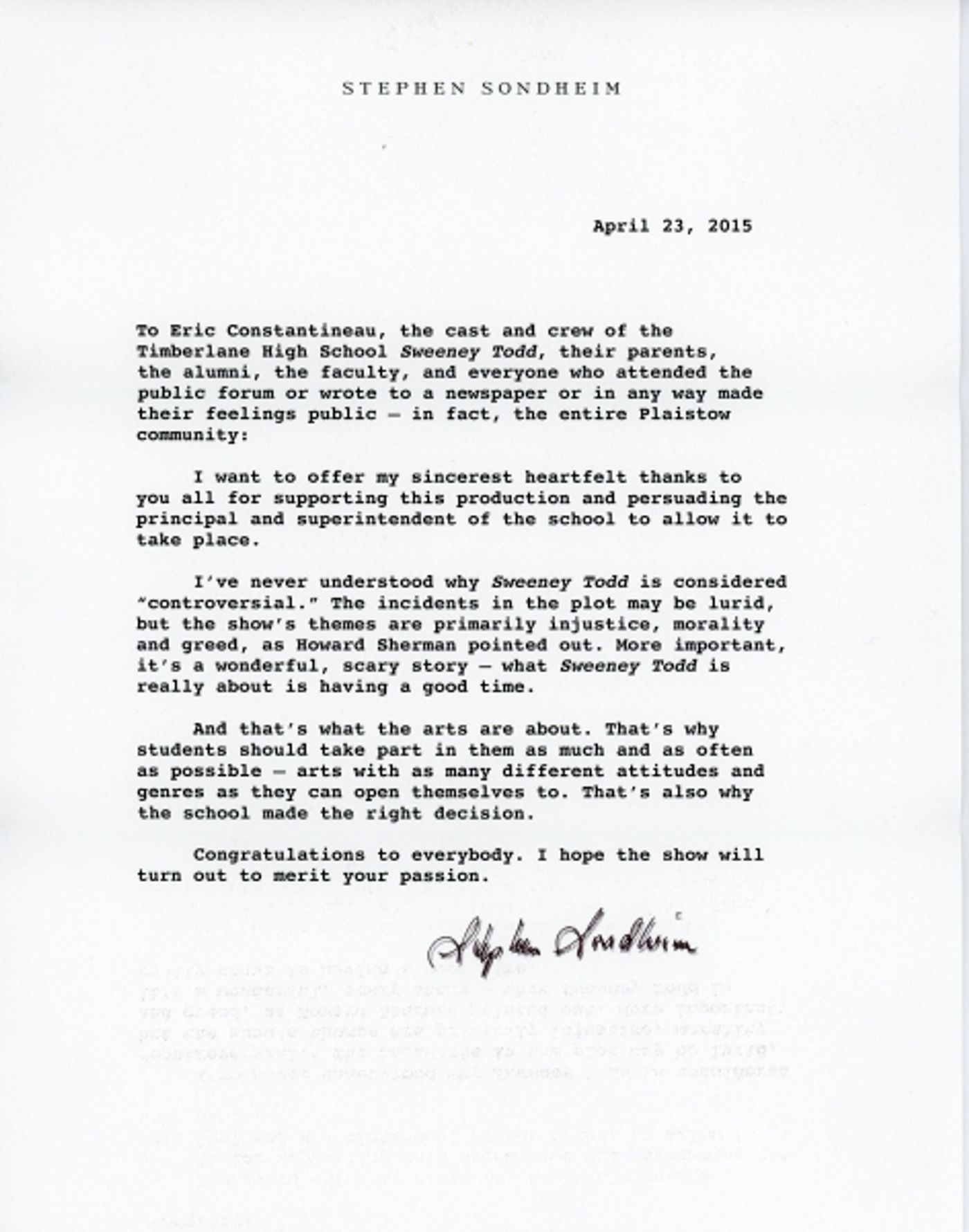 Photo Flash: Timberlane Regional High School's Canceled But Restored SWEENEY TODD Takes a Bow  Image