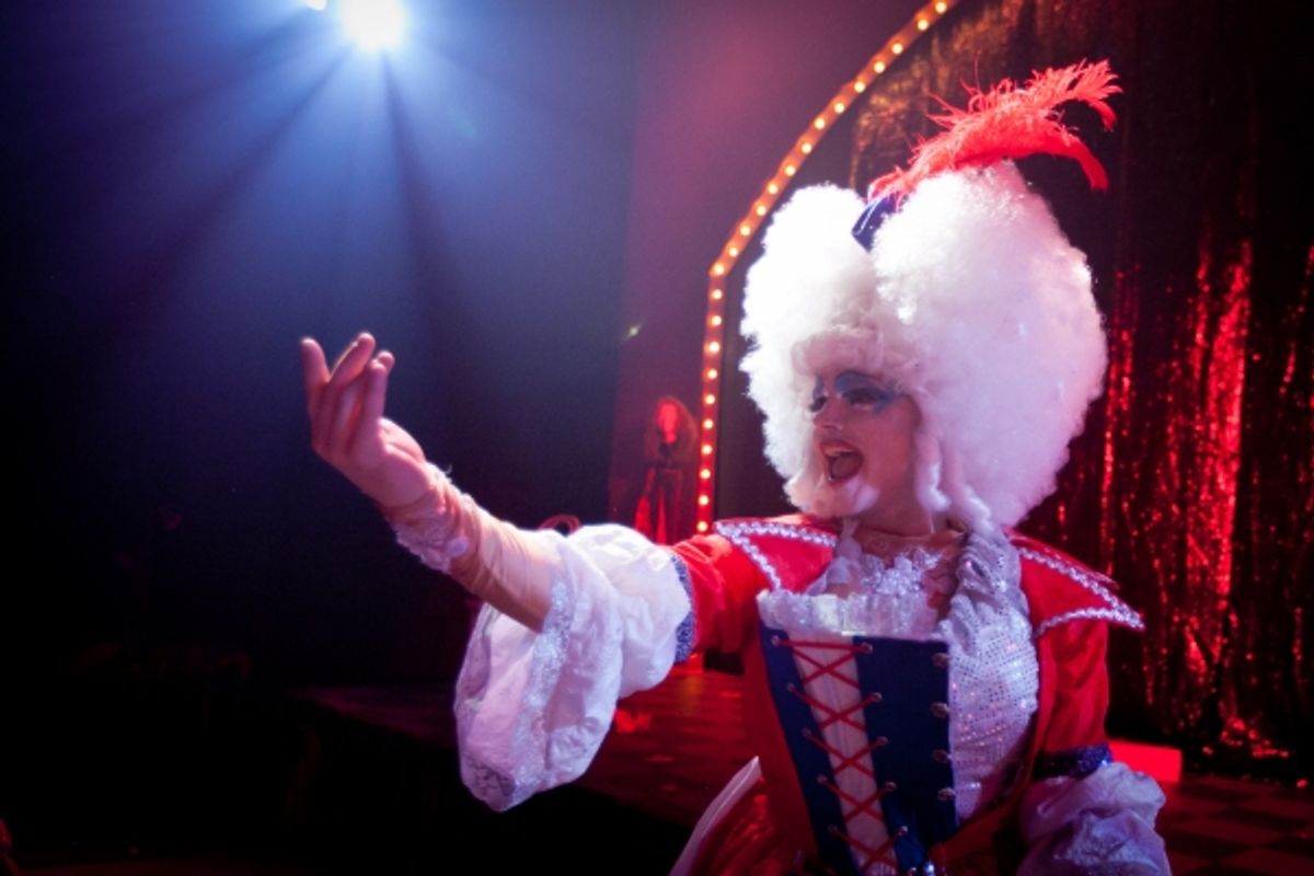 Alex Mills as his character Jerry''s Drag persona, Betty-May at 