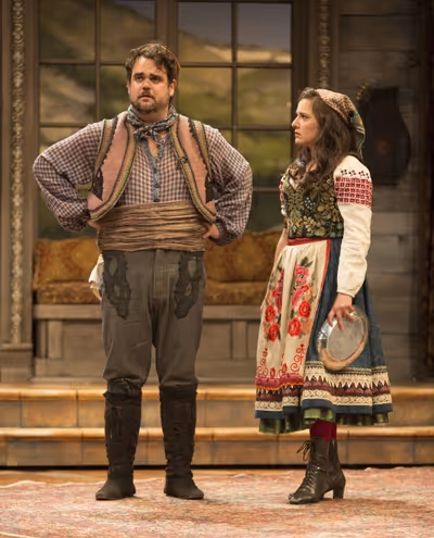 Greg Hildreth as Nicola and Sofiya Akilova as Louka Photo