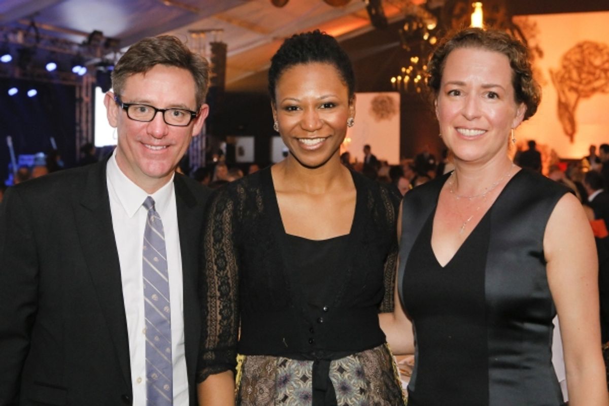 Steppenwolf trustee Michael Bender and Sheridan Prior with Steppenwolf ensemble member Alana Arenas (center)
 at 