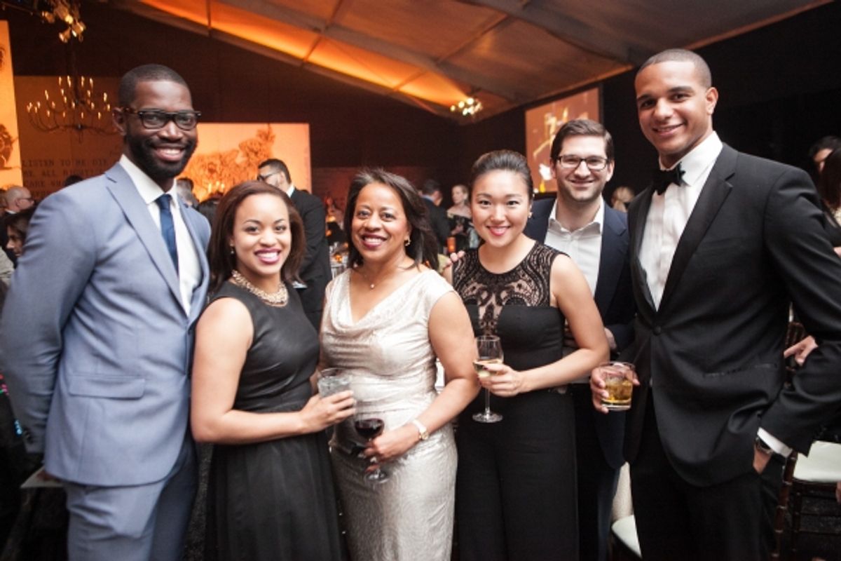 Ensemble member Tarell Alvin McCraney with Melissa Olin, Trustee Stephanie Smith, Young Moon, Matt Saretsky and Larrell Olin
 at 