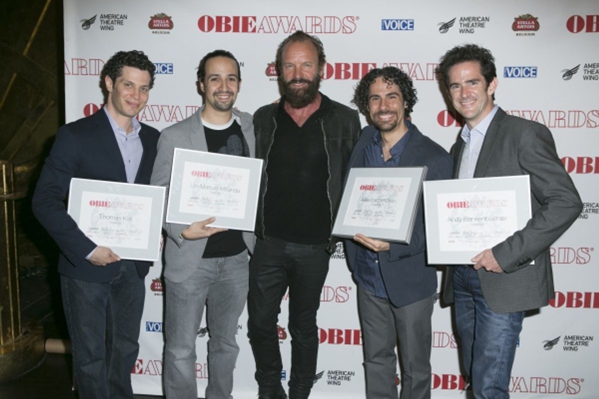 Thomas Kail, Lin-Manuel Miranda, Sting, Alex Lacamoire and Andy Blankenbuehler at 