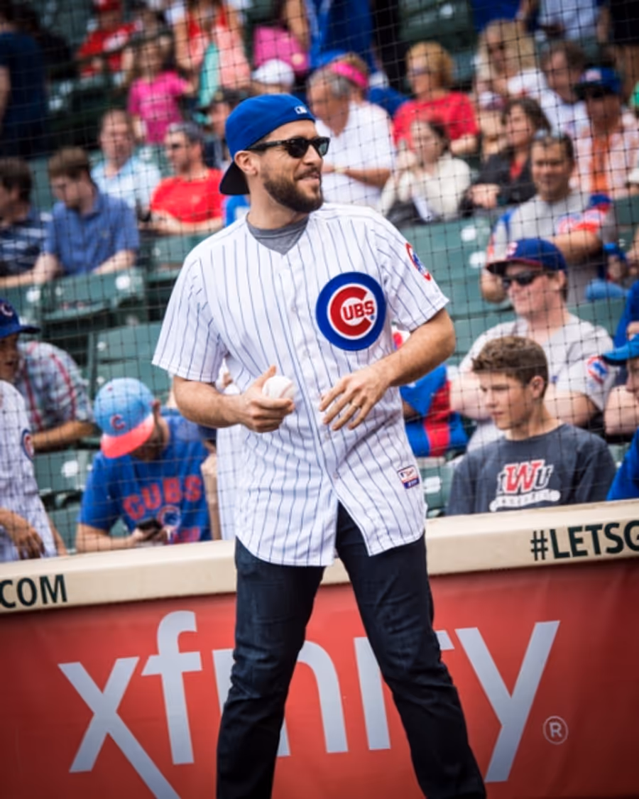 Exclusive Photo Coverage: ON YOUR FEET Stars Ana Villafañe and Josh Segarra Throw Out First Pitch at Chicago Cubs Game Image