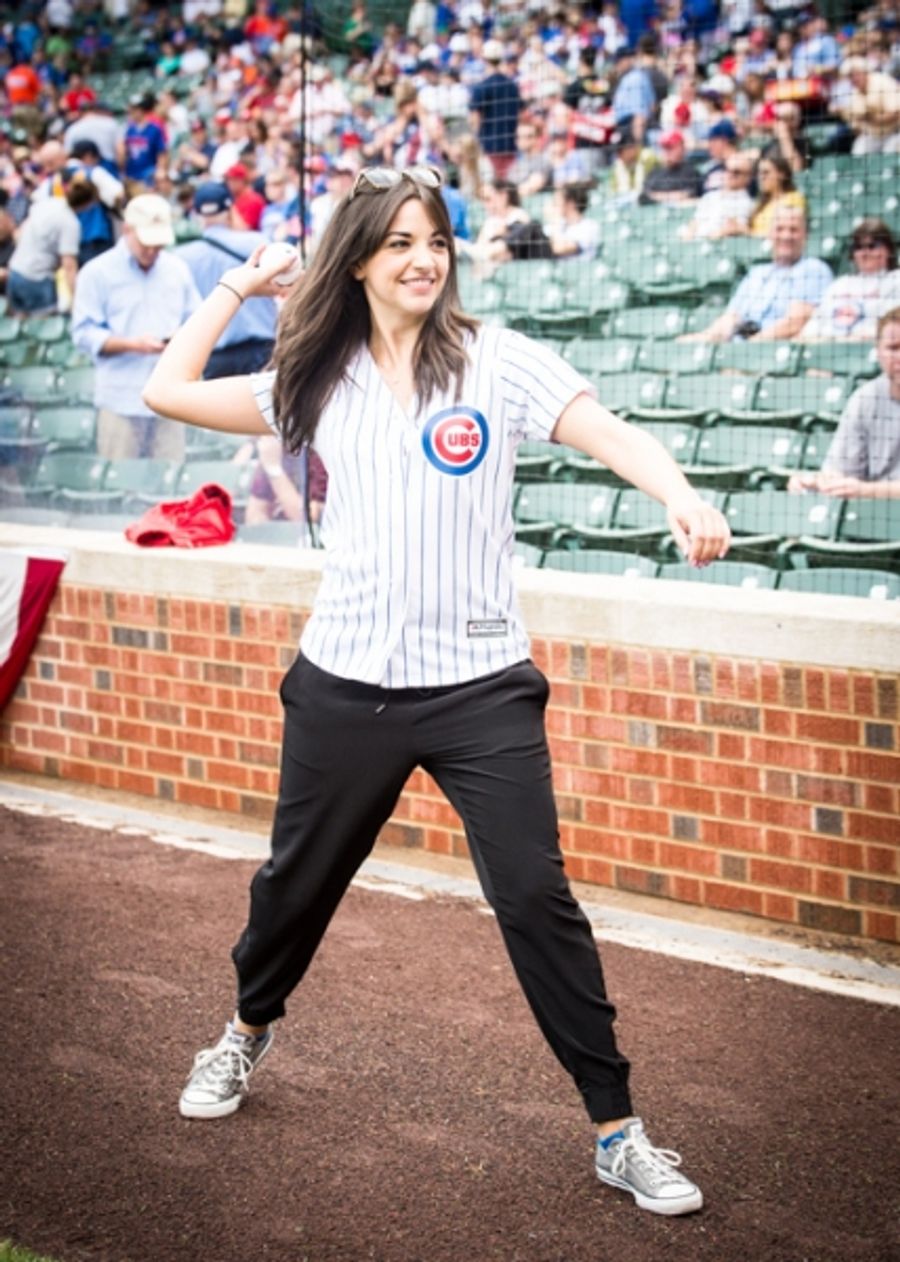 Exclusive Photo Coverage: ON YOUR FEET Stars Ana Villafañe and Josh Segarra Throw Out First Pitch at Chicago Cubs Game Image