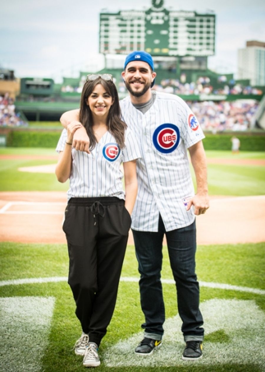 Exclusive Photo Coverage: ON YOUR FEET Stars Ana Villafañe and Josh Segarra Throw Out First Pitch at Chicago Cubs Game Image