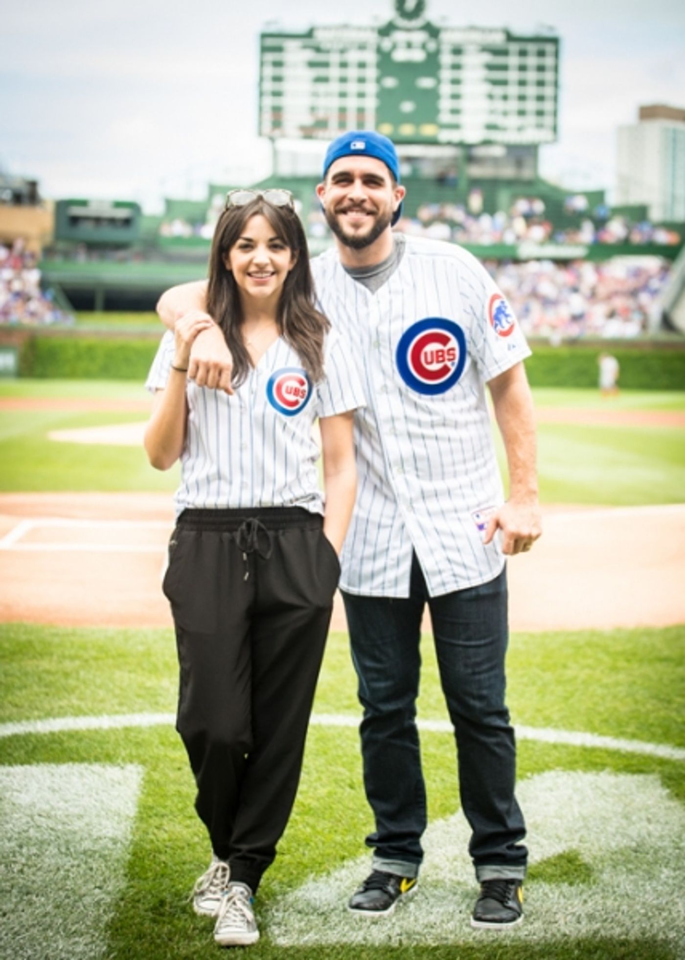 Exclusive Photo Coverage: ON YOUR FEET Stars Ana Villafañe and Josh Segarra Throw Out First Pitch at Chicago Cubs Game  Image