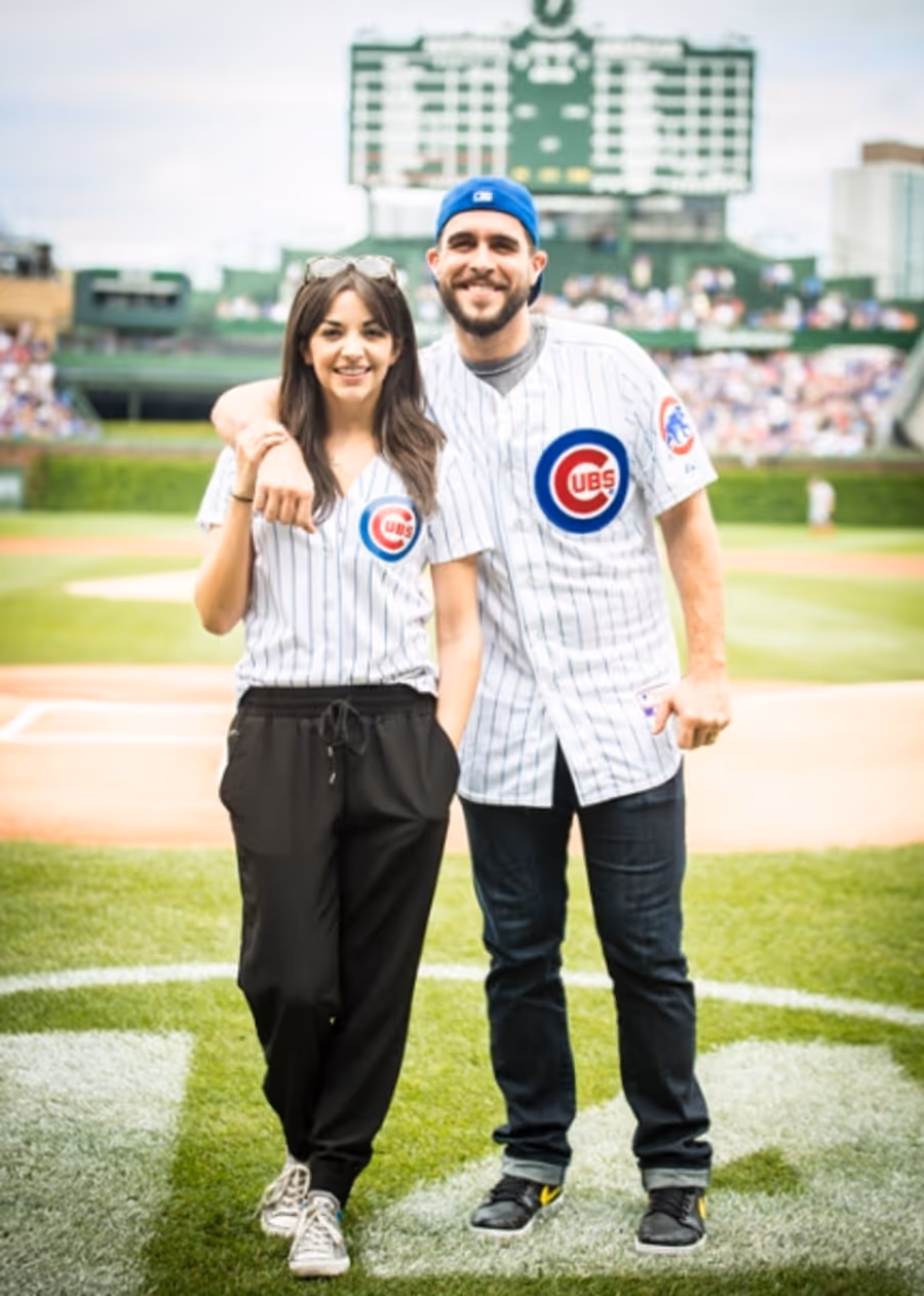 Exclusive Photo Coverage: ON YOUR FEET Stars Ana Villafañe and Josh Segarra Throw Out First Pitch at Chicago Cubs Game Image