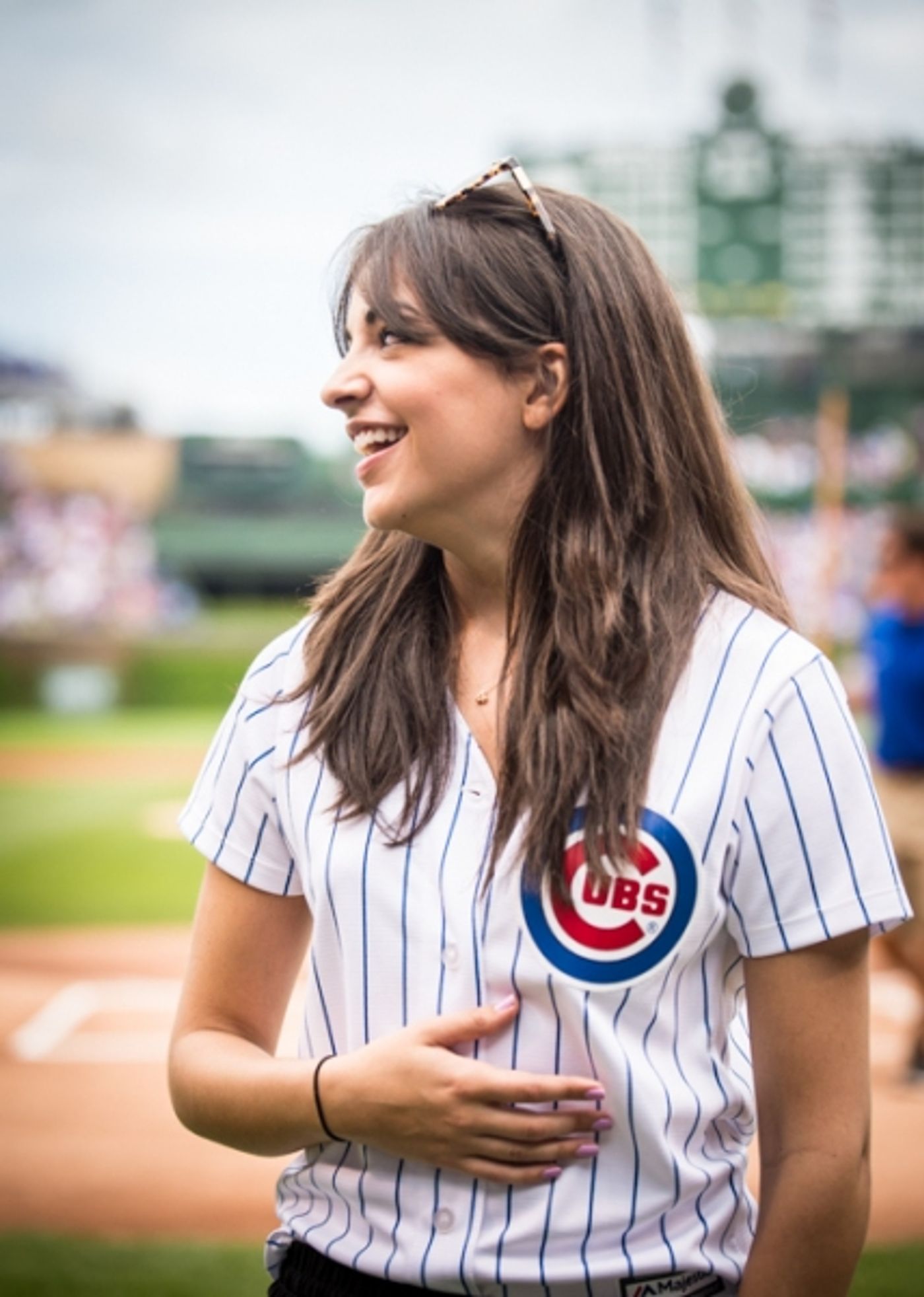 Exclusive Photo Coverage: ON YOUR FEET Stars Ana Villafañe and Josh Segarra Throw Out First Pitch at Chicago Cubs Game  Image